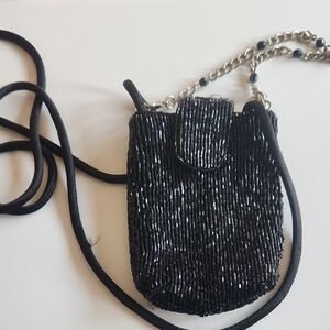 Liz Claiborne Mini Micro Crossbody Beaded Flapper Art Deco Bag Chain